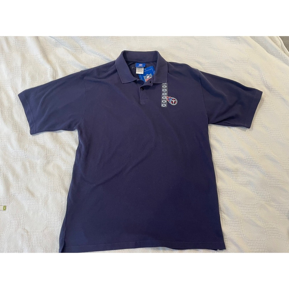 Vintage Reebok NFL Tennessee Titans Polo‎ Shirt Mens XL Short Sleeve Navy Blue